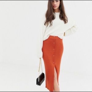 MAKE OFFER-ASOS Rip Popper midi skirt. Color: Rust
